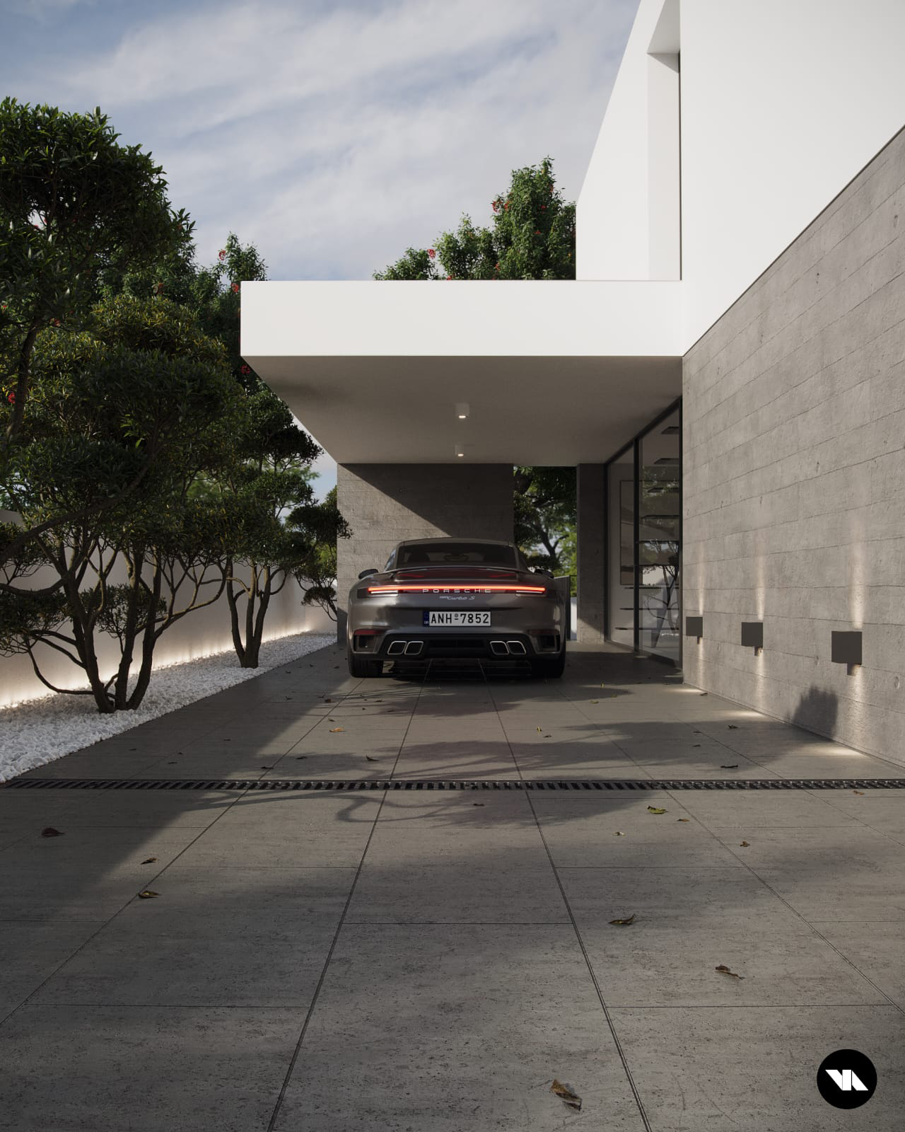 Private outdoor covered parking spot at the entrance to Albufeira Marina 47.
